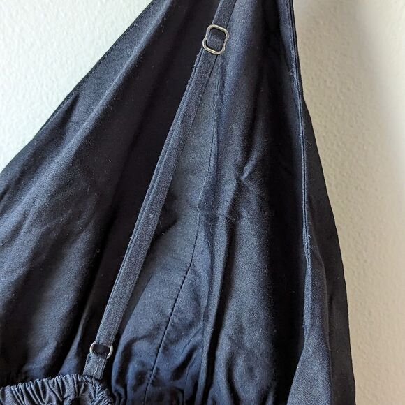 J Crew Maxi Dress V-neck smocked-waist in cotton poplin BR450 Black NWT - Picture 10 of 15